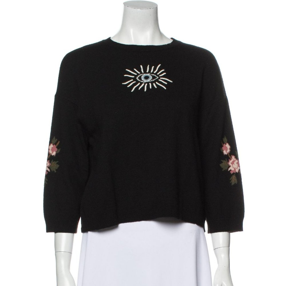 Red Valentino Eye and Flowers Embroidered Sweater